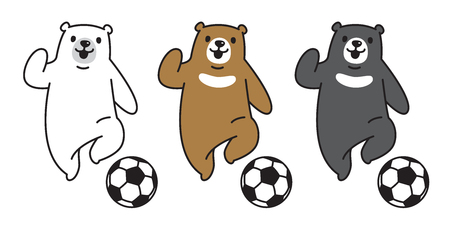 Bear vector polar Bear soccer football logo icon symbol character cartoon illustrationのイラスト素材