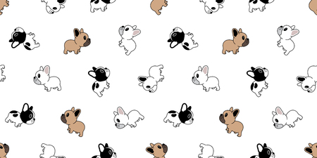 Dog seamless pattern vector french bulldog isolated cartoon repeat background wallpaperのイラスト素材