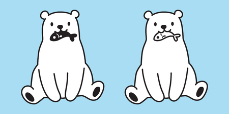 Bear vector polar Bear character cartoon logo icon fish illustration whiteのイラスト素材