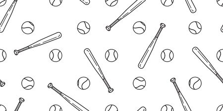 baseball Seamless pattern vector softball baseball bat scarf isolated tile background wallpaper isolated whiteのイラスト素材