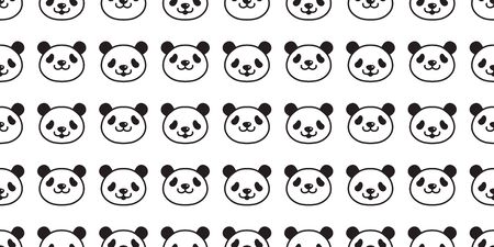 bear panda seamless pattern vector polar bear teddy scarf isolated tile background cartoon repeat wallpaper doodle illustrationのイラスト素材