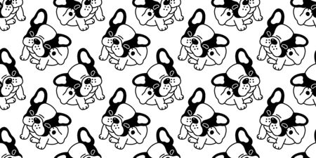 Dog seamless pattern french bulldog vector tile background cartoon repeat wallpaper isolated illustrationのイラスト素材