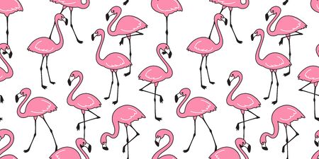 Flamingo seamless pattern vector pink Flamingos exotic bird tropical scarf isolated tile background repeat wallpaper cartoon illustration doodleのイラスト素材