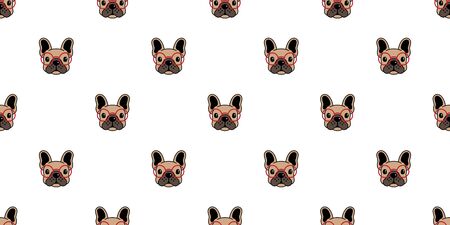 Dog seamless pattern french bulldog vector glasses repeat wallpaper background isolated brownのイラスト素材