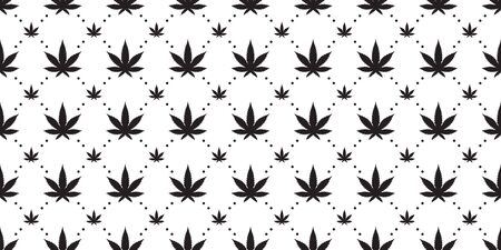 Marijuana seamless pattern Weed vector cannabis leaf tile background polka dot scarf isolated repeat wallpaperのイラスト素材