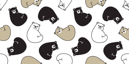 bear seamless polar bear vector pattern panda teddy scarf isolated tile background cartoon repeat...