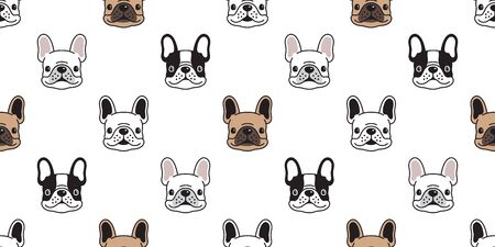 Dog seamless pattern vector french bulldog tile background scarf isolated repeat wallpaper illustration cartoonのイラスト素材