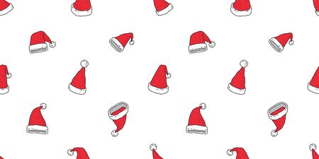 Christmas Hat seamless pattern vector Santa Claus Snowman cartoon isolated tile background wallpaper illustrationのイラスト素材