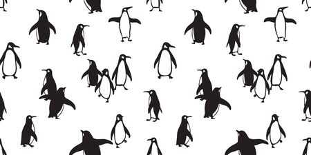 penguin Seamless pattern vector bear polar salmon fish cartoon scarf isolated tile background repeat wallpaper doodle illustrationのイラスト素材