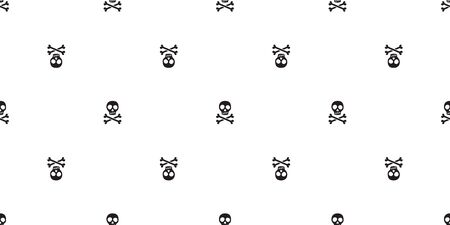 pirate skull seamless pattern Halloween vector Crossbones bone Ghost poison scarf isolated repeat wallpaper tile backgroundのイラスト素材