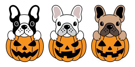 dog vector french bulldog pumpkin Halloween icon illustration symbol cartoonのイラスト素材