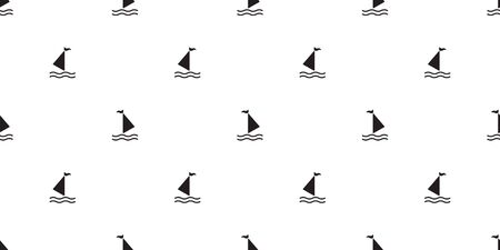 boat seamless pattern yacht sailboat anchor helm maritime Nautical tropical scarf isolated wallpaper tile backgroundのイラスト素材