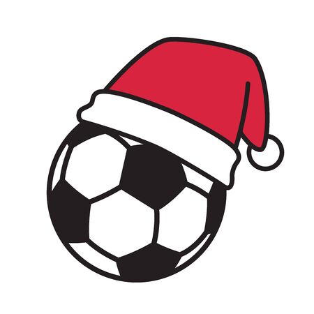 soccer ball vector football Christmas Hat Santa Claus Xmas cartoon character iconのイラスト素材