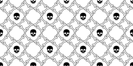 pirate bone seamless pattern vector Halloween skull tile background scarf isolated wallpaper repeatのイラスト素材