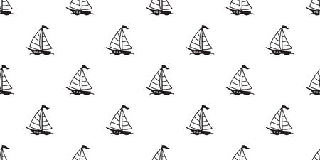 boat seamless pattern vector sailboat yacht anchor helm lighthouse maritime Nautical tropical isolated background repeat wallpaperのイラスト素材