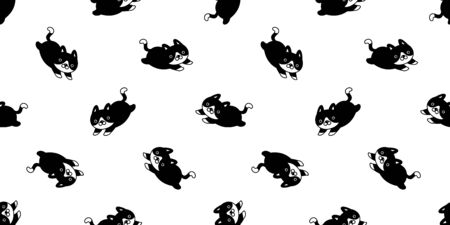 cat Seamless vector Pattern kitten calico breed halloween tile background scarf isolated wallpaper blackのイラスト素材