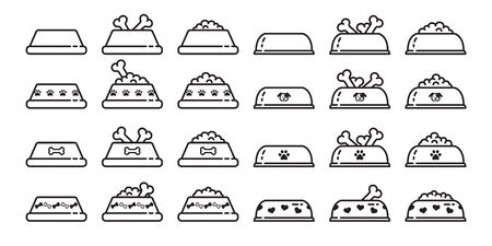 Dog bowl vector icon french bulldog symbol dog food bone paw heart cartoon illustration clip art graphic simpleのイラスト素材