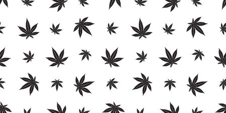 Marijuana seamless pattern vector Weed cannabis leaf scarf isolated tile background repeat wallpaper whiteのイラスト素材