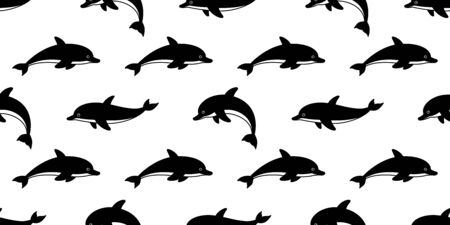dolphin seamless pattern vector fish illustration shark whale fin scarf isolated tile background wallpaperのイラスト素材