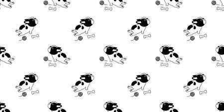 dog seamless pattern vector french bulldog bone yarn ball repeat background tile cartoon wallpaper isolated illustationのイラスト素材