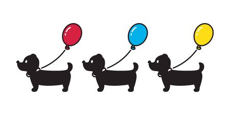 dog vector Dachshund icon balloon puppy cartoon character illustrationのイラスト素材