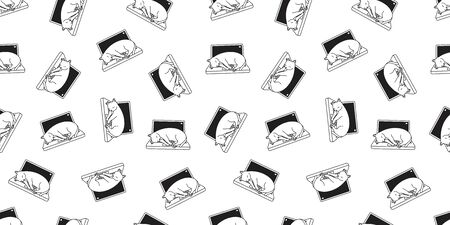 cat seamless Pattern vector kitten sleeping isolated background repeat wallpaper cartoonのイラスト素材