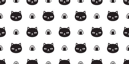 cat Seamless pattern vector sushi kitten calico japanese food halloween tile background scarf isolated wallpaperのイラスト素材