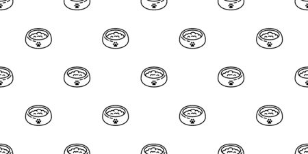Dog bowl seamless pattern vector french bulldog dog food bone paw cartoon scarf isolated repeat wallpaper tile backgroundのイラスト素材