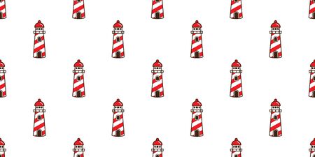lighthouse Seamless Pattern vector helm Anchor maritime Nautical tropical boat isolated background wallpaper repeatのイラスト素材