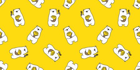 Bear seamless pattern vector polar bear honey bee cartoon illustration repeat wallpaper scarf isolated tile backgroundのイラスト素材