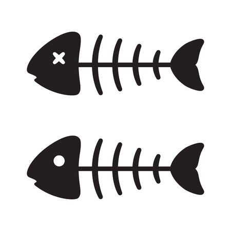 fish bone vector icon salmon tuna shark dolphin ocean sea cartoon illustration graphicのイラスト素材