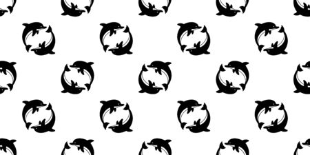 dolphin seamless pattern vector fish cartoon illustration whale shark fin scarf isolated repeat wallpaper tile backgroundのイラスト素材