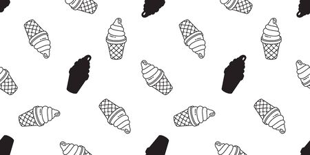 ice cream seamless pattern vector cone vanilla chocolate scarf isolated cartoon illustration repeat...