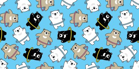 Bear seamless pattern vector Hoop sport polar bear cartoon scarf isolated tile background repeat wallpaper illustrationのイラスト素材