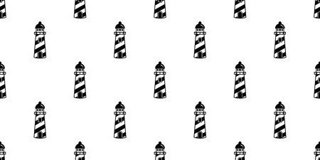 lighthouse Seamless Pattern vector Anchor helm maritime Nautical tropical boat isolated background wallpaperのイラスト素材