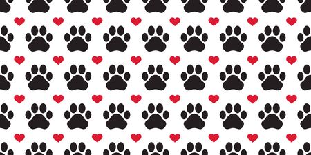 Dog Paw seamless pattern vector footprint heart valentine puppy cat tile background repeat wallpaper scarf isolated cartoon illustrationのイラスト素材