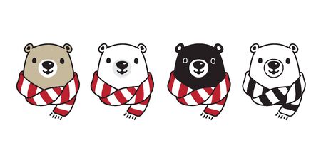 Bear vector Polar Bear scarf stripes icon honey logo cartoon character doodle illustrationのイラスト素材