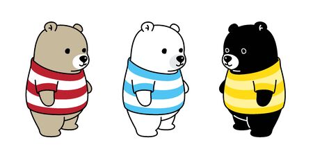 Bear vector Polar Bear shirt stripes icon honey logo cartoon character doodle illustrationのイラスト素材