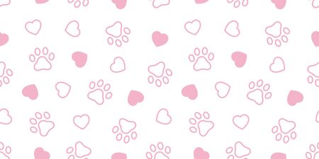 Dog Paw seamless pattern vector heart french bulldog valentine footprint cartoon tile background repeat wallpaper scarf isolated illustration gift wrap pinkのイラスト素材