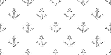 Anchor seamless pattern vector boat helm pirate wood scarf isolated maritime Nautical ocean sea tile background repeat wallpaper whiteのイラスト素材