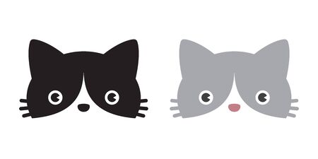 cat vector head icon logo kitten calico cartoon character illustrationのイラスト素材