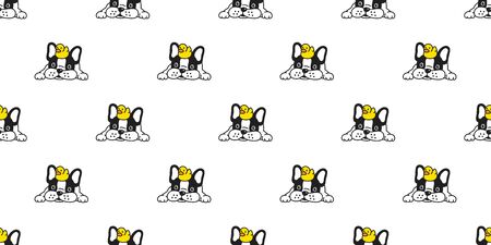 Dog seamless pattern french bulldog vector rubber duck scarf isolated repeat wallpaper cartoon tile backgroundのイラスト素材
