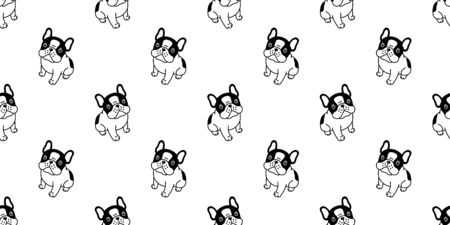 Dog seamless pattern french bulldog vector scarf isolated cartoon repeat wallpaper tile background illustration doodleのイラスト素材