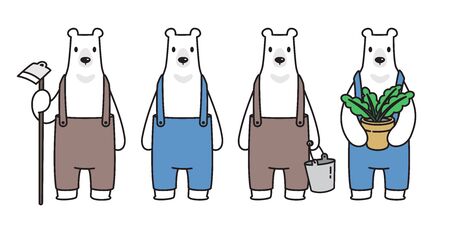 Bear vector Polar Bear farmer plant grow cartoon character icon logo illustration symbol doodleのイラスト素材