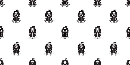 boat seamless pattern pirate vector ship yacht sailboat anchor helm maritime Nautical tropical scarf isolated repeat wallpaper tile backgroundのイラスト素材