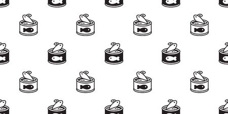 cat food seamless pattern tuna fish salmon vector paw kitten calico repeat wallpaper scarf isolated cartoon tile background doodle illustrationのイラスト素材