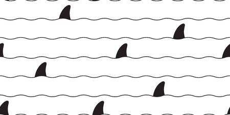 Shark fin Seamless pattern vector dolphin whale fish scarf isolated whale ocean sea repeat wallpaper tile background cartoon doodle illustrationのイラスト素材