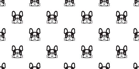 Dog seamless pattern french bulldog vector bone pet scarf isolated puppy tile background repeat wallpaper cartoon illustrationのイラスト素材