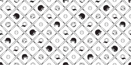 baseball Seamless pattern vector soft ball sport glove helmet scarf isolated tile background repeat wallpaperのイラスト素材