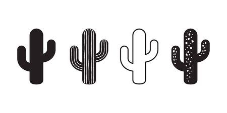 cactus icon vector logo symbol desert flower botanica plant garden summer tropical illustration doodleのイラスト素材